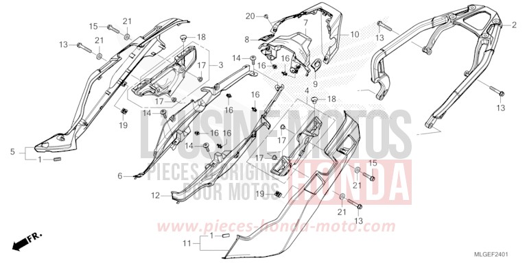 COUVERCLE LATERAL/PORTE-BAGAGE ARRIERE (2) de Africa Twin DCT PEARL GLARE WHITE (NHB53H) 2023